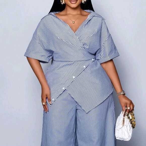 Striped Blue 2 Piece Set 1X - Picture 4 of 6